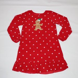 🌈Carters Gingerbread Man Nightgown polka Dot-Red
